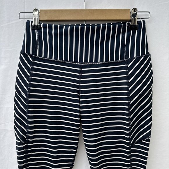 Athleta Contender High Rise 7/8 Tight Leggings Pants Striped Blue White Women XS - Picture 5 of 12